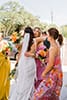 Boho, mismatch bridesmaids dresses with boho bride